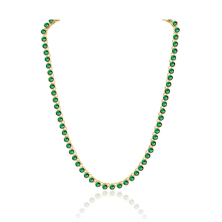 Bezel Tennis Necklace Emerald