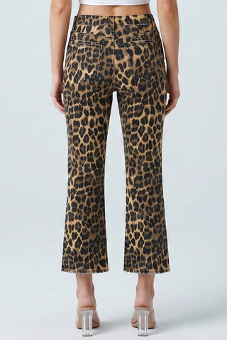 Wild Side Leopard Kick Flare Jeans