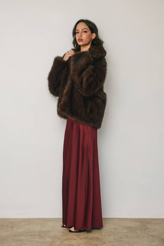 Wide Lapel Faux Fur Jacket