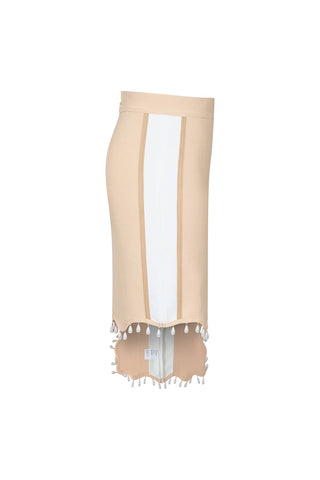 Front Row Pearl Embellished Asymmetric Midi Skirt & Top Set