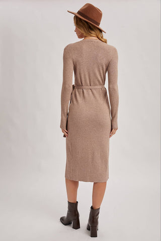 Haven Wrap Ribbed Knit Midi Dress