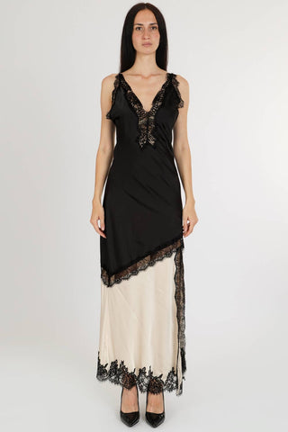 Nocturne Lace Satin Maxi Slip Dress