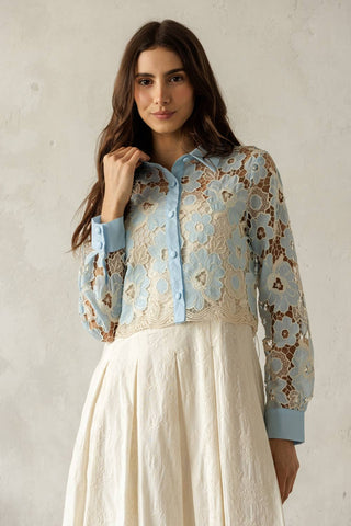Secret Garden Floral Lace Button Blouse