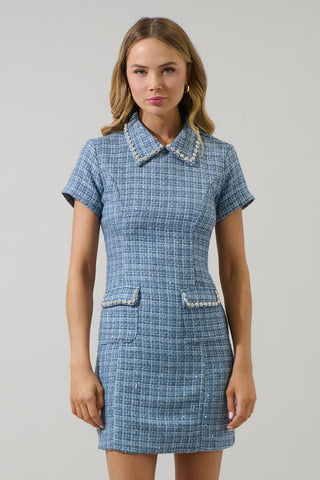 Haley Astery Tweed Collar Mini Dress