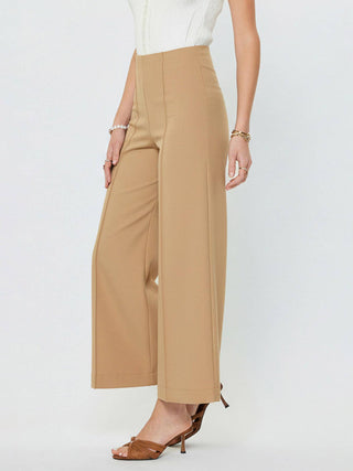 Ponte Flared Pintucked Pants