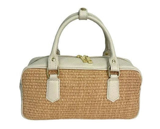 Savannah Leather and Raffia Bag – back view – Into The Palms boutique