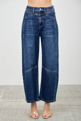 High Rise Low Curve Crop Barrel Jeans