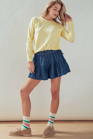 Viscose Blend Crewneck Knit Pullover