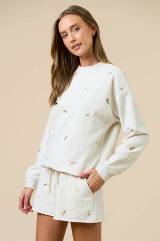 Pop the Bubbly Embroidered French Terry Set