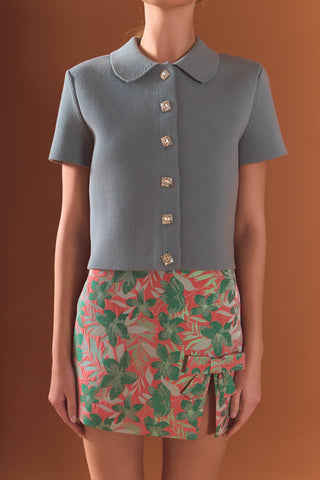 Floral Jacquard Mini Skirt