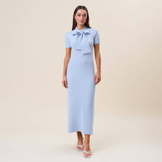 Something Blue Neck Tie  Ribbed Knit Dress