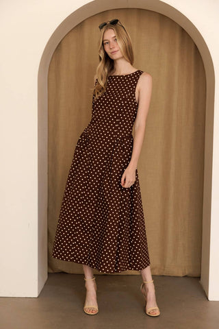 Sasha Polka Dot Fit & Flare Midi Dress