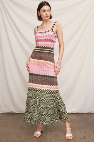 Marsai Chevron Knit Maxi Dress with Scalloped Hem