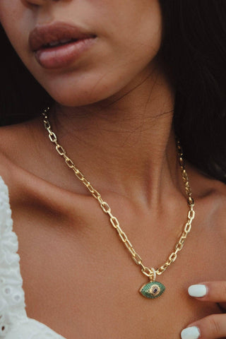 Emerald Gaze Evil Eye Necklace