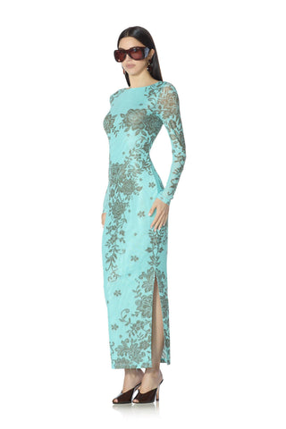 Phyll Dress - Turquoise Crochet by AFRM