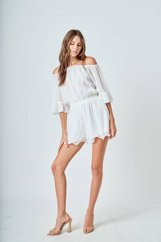 Ruffled Sleeve Romper