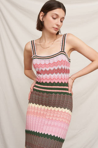 Marsai Chevron Knit Maxi Dress with Scalloped Hem