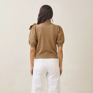 Colette Bow Knit Top – model view – Into The Palms boutique