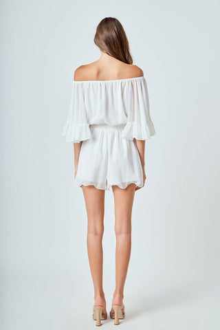 Ruffled Sleeve Romper