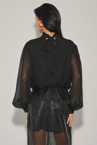 Simone Sheer Blouse | Black