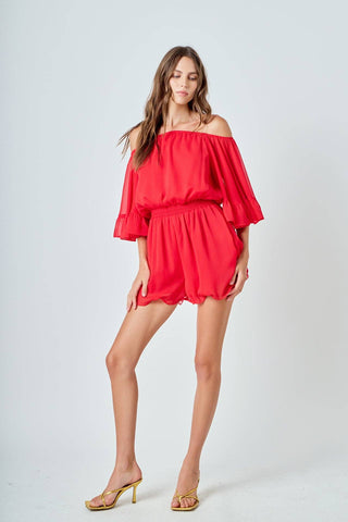 Ruffled Sleeve Romper