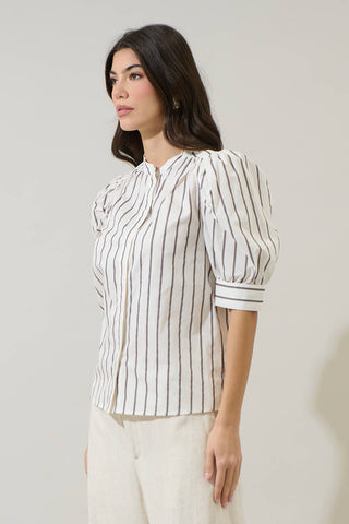 Kamara Striped Klina Drape Sleeve Top