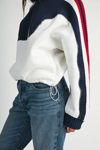 Varsity Stripe Half Zip Pullover Sweater