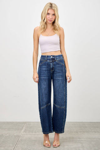 High Rise Low Curve Crop Barrel Jeans