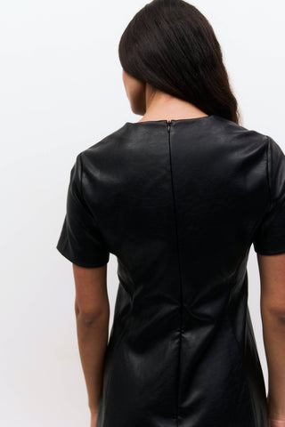 The Rebekah Dress | Pleather Short Sleeve Mini Dress