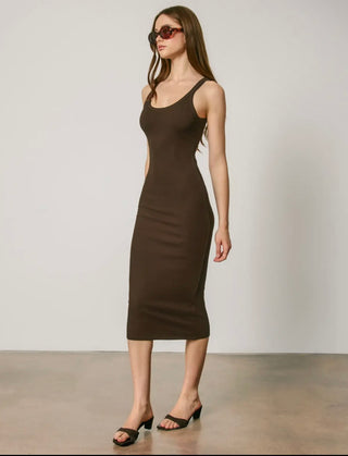 Jessie Ribbed Knit Scoop Neck Bodycon Midi Dress