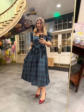 Highland Haven Tartan Plaid Midi Dress