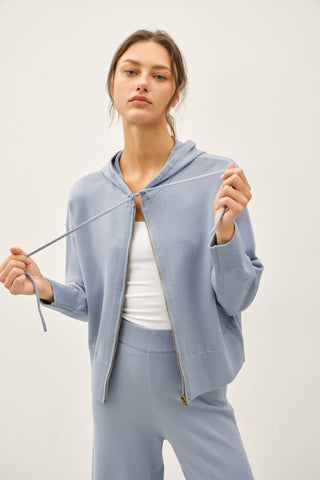 Mercer Ribbed Knit Hoodie Jacket