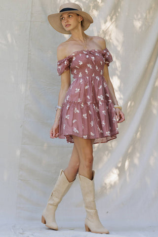 Rosette Bloom Embroidered Mini Dress