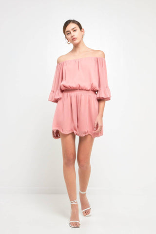 Ruffled Sleeve Romper