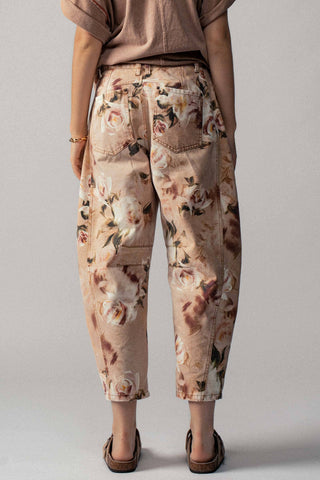Villa Fiorita Rose Print Wide Leg Jeans