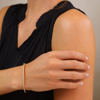 Run, Baby,Run 18k Gold Filled Thin Line Cz Bangle Bracelet