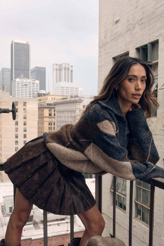 Faux Leather Pleated Mini Skirt