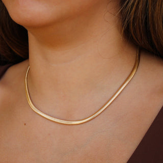 Gold Herringbone Chain Necklace - Gold Filled 4mm