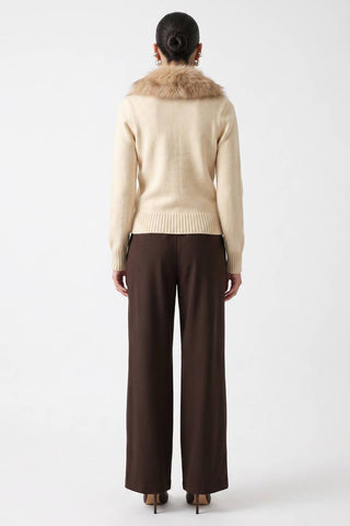 Lucienne Faux Fur Collar Sweater Jacket – view 8 – Into The Palms