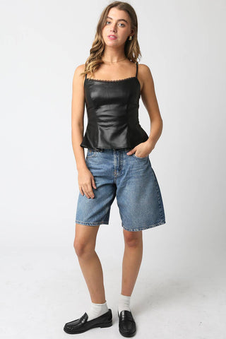 Stacy Faux Leather Peplum Top