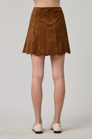 Stevie Scallop Suede Mini Skirt