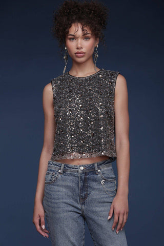 Sequin Mesh Crop Top