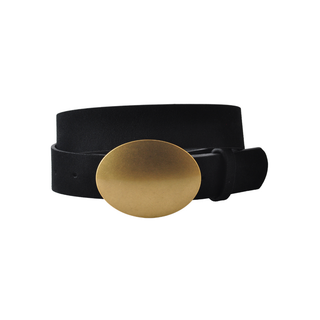 Suede Belt with Horizontal Oval Buckle – view 2 – Into The Palms