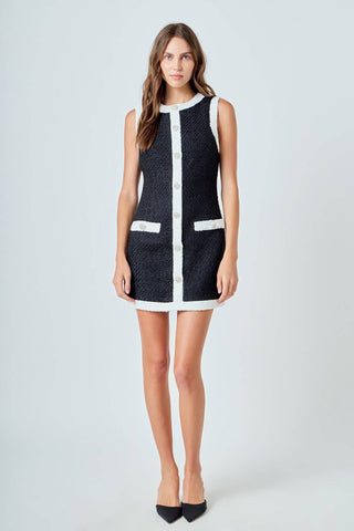 Monaco Muse Tweed Sleeveless Mini Dress