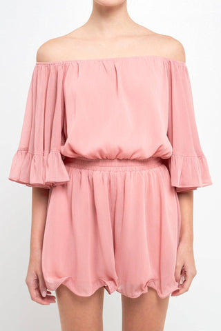 Ruffled Sleeve Romper