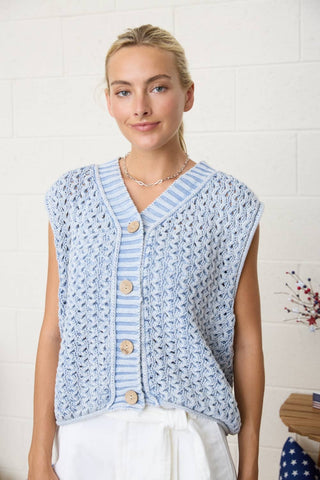 Chunky Knit Button Front Sweater Vest