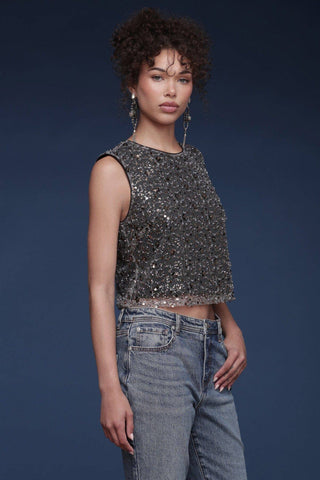 Sequin Mesh Crop Top
