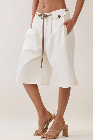 Envy Belted Wide-Leg Bermuda Shorts