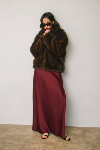 Wide Lapel Faux Fur Jacket