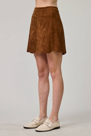 Stevie Scallop Suede Mini Skirt
